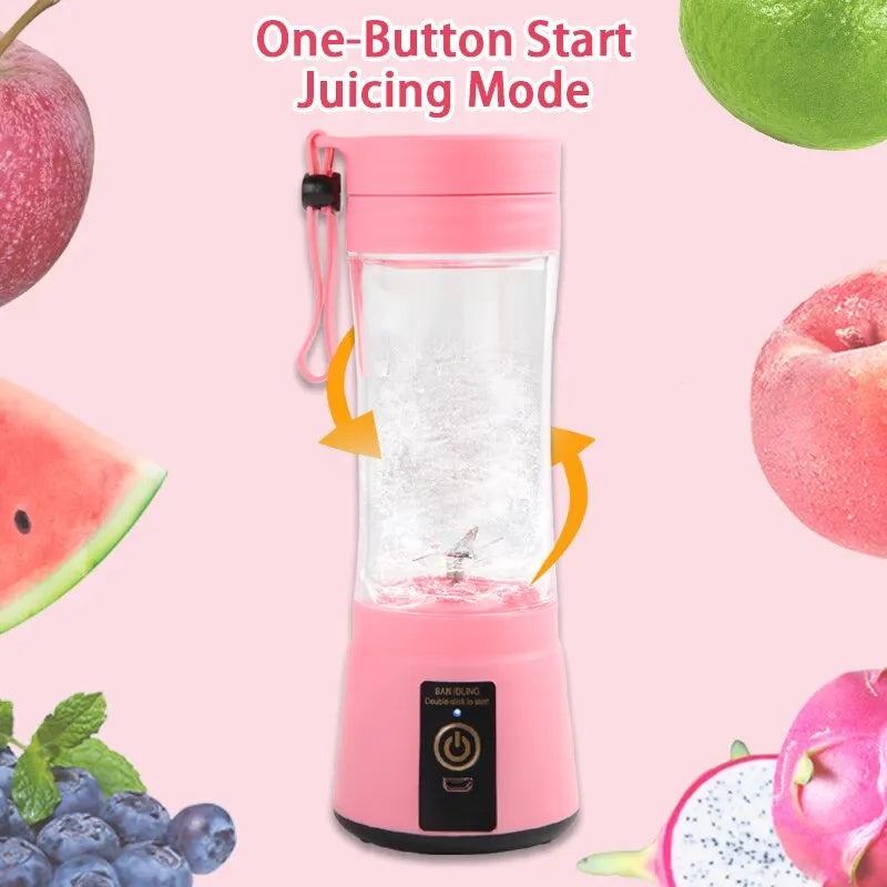Blender Portable 500ml Rose - Mini Mixeur Smoothie Rechargeable Avec Affichage Numérique