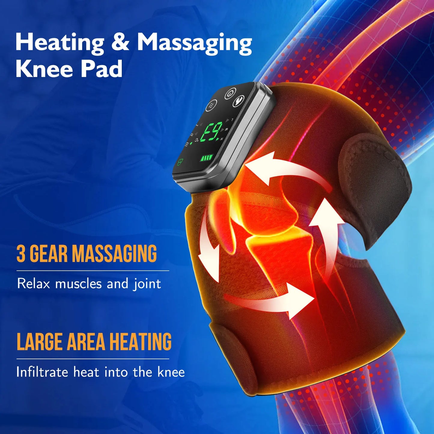 Rechargeable Knee Massager 3 Gear Vibration Massage Adjustable Shoulder Brace Electric Heating Pads Leg Knee Warmer